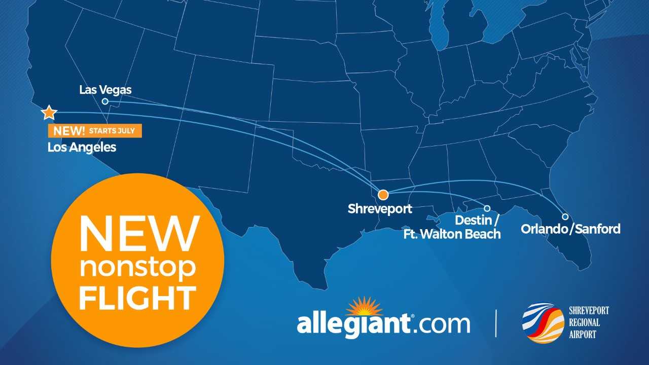 Allegiant adding nonstop flight from Shreveport to Los Angeles BIZ